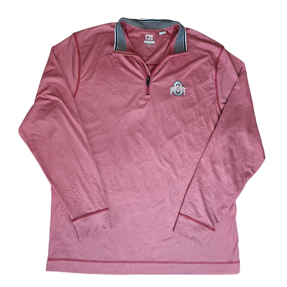 Cutter & Buck Ohio State Buckeye Mens XL Red DryTec Topspin Quarter Zip Pullover